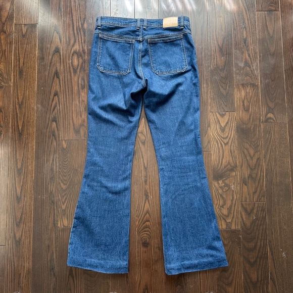 MNG Dark Wash Blue Denim Flared Jeans with Pockets - Size 8 - Picture 4 of 17